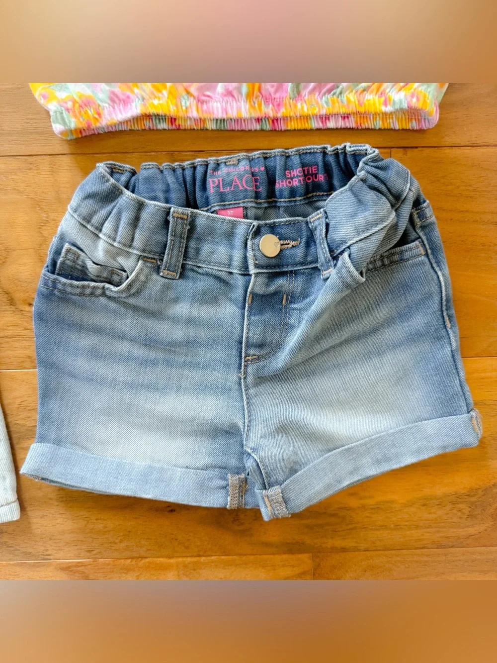 Two Girls Outfits; 2 Asymmetrical Tops, 1 Shorts, 1 Skirt, 3T, Great Condition!!
